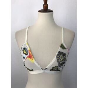 Honey Punch Bra Floral Embroidered Mesh Bralette Lingerie Intimates